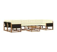 vidaXL Set di divani da esterno con cuscino 8 pcs Naturale e Crema, Set di divani modulari eleganti per esterni, mobili da giardino resistenti al tempo, per un terrazzo comodo