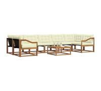 vidaXL Set di divani da esterno con cuscino 8 pcs Naturale e Crema, Set di divani modulari eleganti per esterni, mobili da giardino resistenti al tempo, per un terrazzo comodo