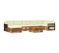 vidaXL Set di divani da esterno con cuscino 8 pcs Naturale e Crema, Set divani da esterno, divano modulare per giardino, mobili da patio resistenti per relax e svago all'aperto