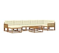 vidaXL Set di divani da esterno con cuscino 8 pcs Naturale e Crema, Set Divano da Esterno in Acacia, Mobili Modulari per Giardino, Comodo per Piscina, Lounge Resistente per Giardino