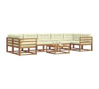 vidaXL Set di divani da esterno con cuscino 8 pcs Naturale e Crema, Set Divano da Esterno, Sedute Modulari Moderne, Mobili da Giardino in Legno di Acacia, Lounge per Patio