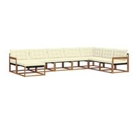 vidaXL Set di divani da esterno con cuscino 8 pcs Naturale e Crema, Set Divano da Giardino, Mobili Moderni, Seduta Resistente per Terrazzo, Lettino Confortevole, Design Elegante