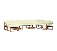 vidaXL Set di divani da esterno con cuscino 8 pcs Naturale e Crema, Set Divano da Giardino, Mobili Moderni, Seduta Resistente per Terrazzo, Lettino Confortevole, Design Elegante
