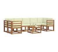 vidaXL Set di divani da esterno con cuscino 8 pcs Naturale e Crema