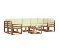 vidaXL Set di divani da esterno con cuscino 8 pcs Naturale e Crema, Set Divano Esterno in Legno di Acacia, Lounge Moderna, Modularità, Arredo per Giardino, Comodità in Cortile