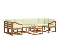 vidaXL Set di divani da esterno con cuscino 8 pcs Naturale e Crema, Set Divano Esterno in Legno di Acacia, Lounge Moderna, Modularità, Arredo per Giardino, Comodità in Cortile