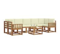 vidaXL Set di divani da esterno con cuscino 8 pcs Naturale e Crema, Set Divano Esterno in Legno di Acacia, Lounge Moderna, Modularità, Arredo per Giardino, Comodità in Cortile