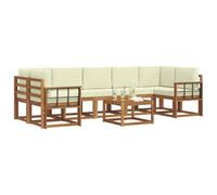 vidaXL Set di divani da esterno con cuscino 8 pcs Naturale e Crema, Set Divano Esterno in Legno di Acacia, Lounge Moderna, Modularità, Arredo per Giardino, Comodità in Cortile