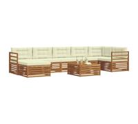 vidaXL Set di divani da esterno con cuscino 8 pcs Naturale e Crema, Set divano sezionale da giardino, arredo esterno moderno, resistente per rilassarsi in giardino