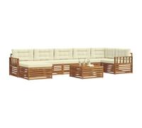 vidaXL Set di divani da esterno con cuscino 8 pcs Naturale e Crema, Set divano sezionale da giardino, arredo esterno moderno, resistente per rilassarsi in giardino