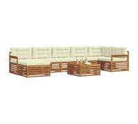 vidaXL Set di divani da esterno con cuscino 8 pcs Naturale e Crema, Set divano sezionale da giardino, arredo esterno moderno, resistente per rilassarsi in giardino