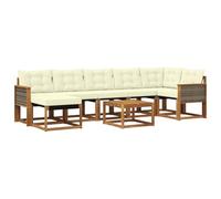 vidaXL Set di divani da esterno con cuscino 8 pcs Naturale e Crema, Set Lounge Minimalista per Esterni, Mobili Resistenti alle Intemperie, Divano Comodo in Texilene, Posti in Giardino