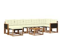 vidaXL Set di divani da esterno con cuscino 8 pcs Naturale e Crema, Set Lounge Minimalista per Esterni, Mobili Resistenti alle Intemperie, Divano Comodo in Texilene, Posti in Giardino