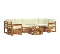 vidaXL Set di divani da esterno con cuscino 8 pcs Naturale e Crema, Sofa Elegante da Giardino, Set Sezionale Moderno per Esterni, Lounge Durevole, Arredamento Comodo per Terrazzo