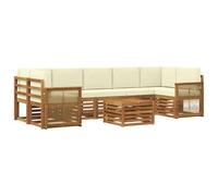 vidaXL Set di divani da esterno con cuscino 8 pcs Naturale e Crema, Sofa Elegante da Giardino, Set Sezionale Moderno per Esterni, Lounge Durevole, Arredamento Comodo per Terrazzo