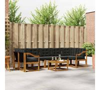 vidaXL Set di divani da esterno con cuscino 8 pcs Naturale e Nero, Set di divani moderni per esterni, lounge giardino resistente, posti a sedere in patio, ensemble per il giardino