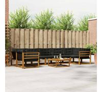 vidaXL Set di divani da esterno con cuscino 8 pcs Naturale e Nero, Set di divani modulari eleganti per esterni, mobili da giardino resistenti al tempo, per un terrazzo comodo
