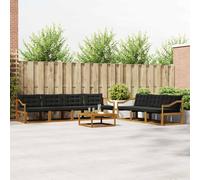 vidaXL Set di divani da esterno con cuscino 8 pcs Naturale e Nero