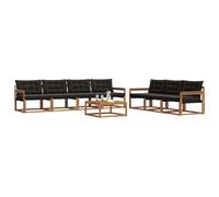 vidaXL Set di divani da esterno con cuscino 8 pcs Naturale e Nero, Divano da esterno, moderno set sezionale per patio, arredamento resistente per giardino e relax in terrazza