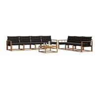 vidaXL Set di divani da esterno con cuscino 8 pcs Naturale e Nero, Divano da esterno, moderno set sezionale per patio, arredamento resistente per giardino e relax in terrazza