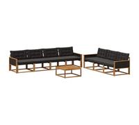 vidaXL Set di divani da esterno con cuscino 8 pcs Naturale e Nero, Divano moderno da giardino, set per terrazza, lounge patio, comodo e sezionabile