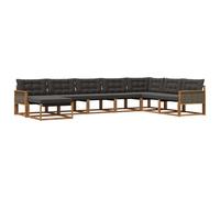 vidaXL Set di divani da esterno con cuscino 8 pcs Naturale e Nero, Set di divani da giardino moderni, legno di acacia resistente, comodi lettini, arredo esterno per vivere con stile