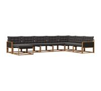 vidaXL Set di divani da esterno con cuscino 8 pcs Naturale e Nero, Set Divano da Giardino, Mobili Moderni, Seduta Resistente per Terrazzo, Lettino Confortevole, Design Elegante