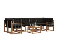 vidaXL Set di divani da esterno con cuscino 8 pcs Naturale e Nero, Set di divani moderni per esterni, lounge giardino resistente, posti a sedere in patio, ensemble per il giardino
