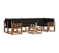 vidaXL Set di divani da esterno con cuscino 8 pcs Naturale e Nero, Set di divani moderni per esterni, lounge giardino resistente, posti a sedere in patio, ensemble per il giardino