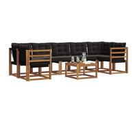 vidaXL Set di divani da esterno con cuscino 8 pcs Naturale e Nero, Set di divani moderni per esterni, lounge giardino resistente, posti a sedere in patio, ensemble per il giardino