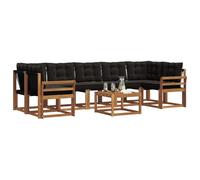 vidaXL Set di divani da esterno con cuscino 8 pcs Naturale e Nero, Set di divani moderni per esterni, lounge giardino resistente, posti a sedere in patio, ensemble per il giardino