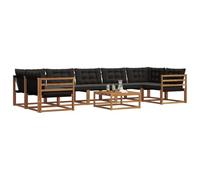 vidaXL Set di divani da esterno con cuscino 8 pcs Naturale e Nero, Set di divani modulari eleganti per esterni, mobili da giardino resistenti al tempo, per un terrazzo comodo