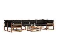 vidaXL Set di divani da esterno con cuscino 8 pcs Naturale e Nero, Set di divani modulari eleganti per esterni, mobili da giardino resistenti al tempo, per un terrazzo comodo