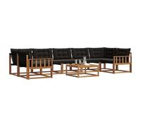 vidaXL Set di divani da esterno con cuscino 8 pcs Naturale e Nero, Set di divani modulari eleganti per esterni, mobili da giardino resistenti al tempo, per un terrazzo comodo