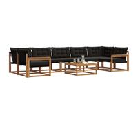 vidaXL Set di divani da esterno con cuscino 8 pcs Naturale e Nero, Set di divani modulari eleganti per esterni, mobili da giardino resistenti al tempo, per un terrazzo comodo