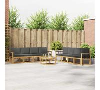 vidaXL Set di divani da esterno con cuscino 9 pcs Bianco e Antracite, Set divano moderno per esterni, arredo giardino elegante, legno di acacia, confortevole lounge resistente al tempo