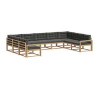 vidaXL Set di divani da esterno con cuscino 9 pcs Bianco e Antracite, Mobili da giardino moderni, set divano accogliente, zona lounge, posti a sedere per esterni