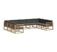 vidaXL Set di divani da esterno con cuscino 9 pcs Bianco e Antracite, Mobili da giardino moderni, set divano accogliente, zona lounge, posti a sedere per esterni