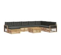 vidaXL Set di divani da esterno con cuscino 9 pcs Bianco e Antracite, Set Divano Esterno in Legno Acacia, Mobili Moderni per Giardino, Area Lounge Comfort al Bordo Piscina