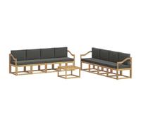 vidaXL Set di divani da esterno con cuscino 9 pcs Bianco e Antracite, Set divano moderno per esterni, arredo giardino elegante, legno di acacia, confortevole lounge resistente al tempo