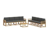 vidaXL Set di divani da esterno con cuscino 9 pcs Bianco e Antracite, Set divano moderno per esterni, arredo giardino elegante, legno di acacia, confortevole lounge resistente al tempo