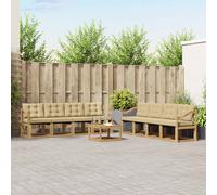 vidaXL Set di divani da esterno con cuscino 9 pcs Bianco e Beige, Mobili da Giardino, Divano Sezionale Moderno, Set Lounge per Patio, Comfort e Stile per il Tuo Spazio Esterno