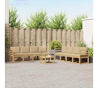 vidaXL Set di divani da esterno con cuscino 9 pcs Bianco e Beige