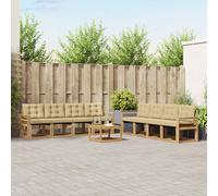 vidaXL Set di divani da esterno con cuscino 9 pcs Bianco e Beige, Divano moderno per esterni, set sezionale per un giardino comodo, arredo patio resistente, posti eleganti per la terrazza