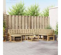 vidaXL Set di divani da esterno con cuscino 9 pcs Bianco e Beige, Set di divani da giardino moderni, lounge all'aperto, mobili impermeabili, divano perfetto per il patio