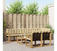 vidaXL Set di divani da esterno con cuscino 9 pcs Bianco e Beige, Divano Lounge da Giardino, Mobili Moderni per Esterni, Set Comodo per Terrazzo e Patio