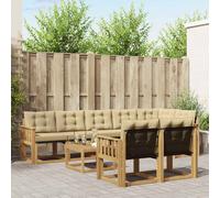 vidaXL Set di divani da esterno con cuscino 9 pcs Bianco e Beige, Divano Lounge da Giardino, Mobili Moderni per Esterni, Set Comodo per Terrazzo e Patio