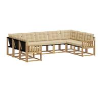 vidaXL Set di divani da esterno con cuscino 9 pcs Bianco e Beige, Divano da giardino, set moderno per esterni, comfort resistente, gruppo versatile per il terrazzo