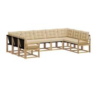 vidaXL Set di divani da esterno con cuscino 9 pcs Bianco e Beige, Divano da giardino, set moderno per esterni, comfort resistente, gruppo versatile per il terrazzo