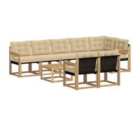 vidaXL Set di divani da esterno con cuscino 9 pcs Bianco e Beige, Divano Lounge da Giardino, Mobili Moderni per Esterni, Set Comodo per Terrazzo e Patio